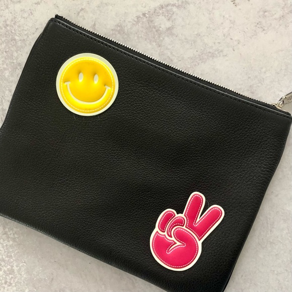Rebecca Minkoff Good Vibes Leather Emoji Clutch Bag - Picture 4 of 5